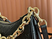 GG Emblem small shoulder bag - Black GG grainy leather 25cm - 4