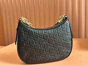 GG Emblem small shoulder bag - Black GG grainy leather 25cm - 2