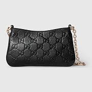 GG Emblem super mini bag - Black GG grainy leather 20cm - 1