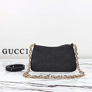 GG Emblem super mini bag - Black GG grainy leather 20cm - 3