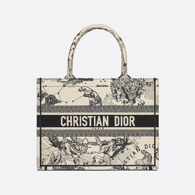 Medium Dior Book Tote Latte and Black Dior Zodiac Embroidery 36 x 27.5 x 16.5 cm - 1