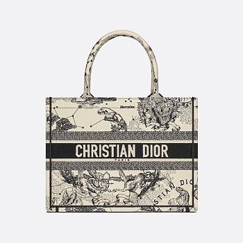 Medium Dior Book Tote Latte and Black Dior Zodiac Embroidery 36 x 27.5 x 16.5 cm