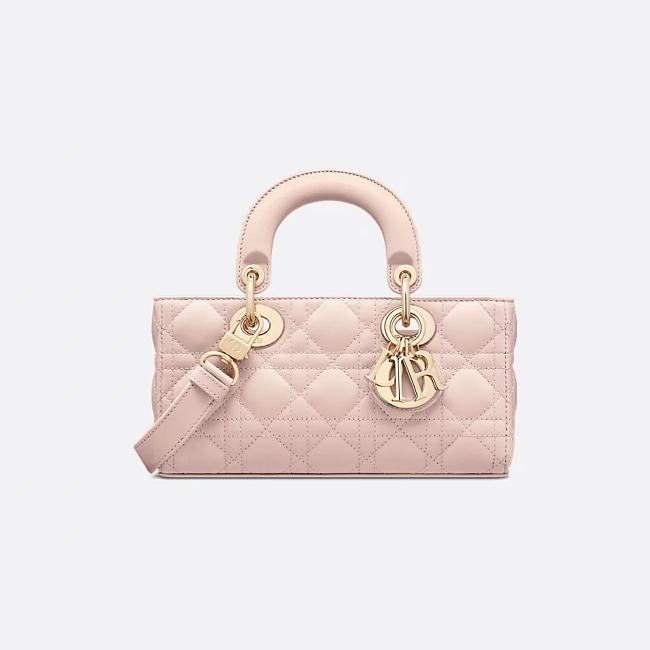 Small Lady D-Joy Bag Powder Pink Cannage Lambskin 22 x 11.5 x 6 cm - 1
