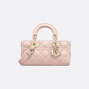 Small Lady D-Joy Bag Powder Pink Cannage Lambskin 22 x 11.5 x 6 cm - 1