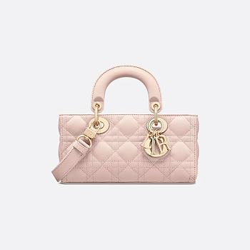 Small Lady D-Joy Bag Powder Pink Cannage Lambskin 22 x 11.5 x 6 cm