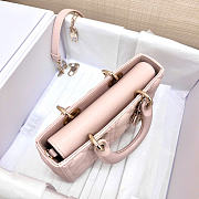 Small Lady D-Joy Bag Powder Pink Cannage Lambskin 22 x 11.5 x 6 cm - 6