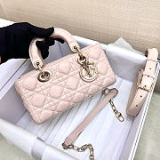 Small Lady D-Joy Bag Powder Pink Cannage Lambskin 22 x 11.5 x 6 cm - 3