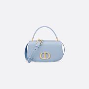 Dior Small 30 Montaigne Avenue Top Handle Bag Pale Blue Patent Calfskin - 1