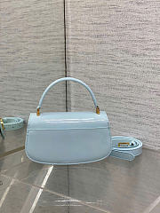 Dior Small 30 Montaigne Avenue Top Handle Bag Pale Blue Patent Calfskin - 6