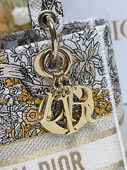 Medium Lady D-Lite Bag Latte Embroidery with Gold-Tone Dior Around the World Motif 24 x 21 x 12 cm - 6