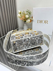 Medium Lady D-Lite Bag Latte Embroidery with Gold-Tone Dior Around the World Motif 24 x 21 x 12 cm - 2