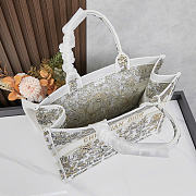 Medium Dior Book Tote Latte Embroidery with Gold-Tone Millefiori Unicorn Motif 36 x 27.5 x 16.5 cm - 5