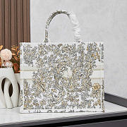 Medium Dior Book Tote Latte Embroidery with Gold-Tone Millefiori Unicorn Motif 36 x 27.5 x 16.5 cm - 2