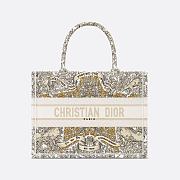 Medium Dior Book Tote Latte Embroidery with Gold-Tone Dior Around the World Motif 36 x 27.5 x 16.5 cm - 1