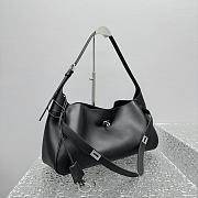 Balenciaga Bel Air Medium Shoulder Bag in black smooth calfskin, aged-silver hardware 46*12*23cm - 6