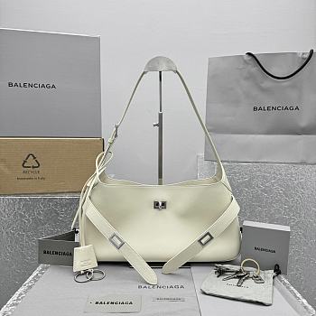 Balenciaga Bel Air Medium Shoulder Bag in white smooth calfskin, aged-silver hardware 35*10*17cm