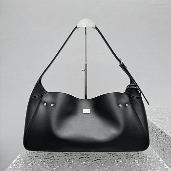 Balenciaga Bel Air Medium Shoulder Bag in black smooth calfskin, aged-silver hardware 35*10*17cm