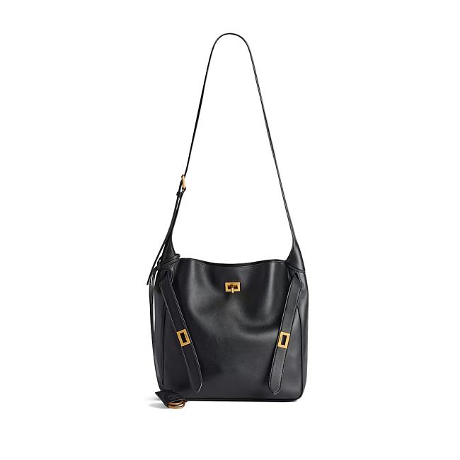 Balenciaga Bel Air Small Hobo Bag in black smooth calfskin, aged-gold hardware 27*9*28cm - 1