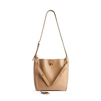 Balenciaga Bel Air Small Hobo Bag in latte smooth calfskin, aged-gold hardware 27*9*28cm