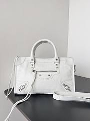 Balenciaga Le City Small Bag In White  Arena Lambskin Shiny Silver Hardware Black 29.9*19.1*9.9cm - 1