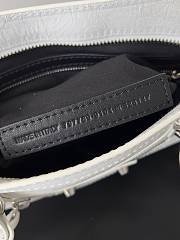 Balenciaga Le City Small Bag In White  Arena Lambskin Shiny Silver Hardware Black 29.9*19.1*9.9cm - 6