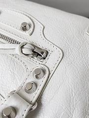 Balenciaga Le City Small Bag In White  Arena Lambskin Shiny Silver Hardware Black 29.9*19.1*9.9cm - 5