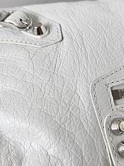 Balenciaga Le City Small Bag In White  Arena Lambskin Shiny Silver Hardware Black 29.9*19.1*9.9cm - 3