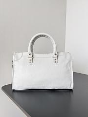 Balenciaga Le City Small Bag In White  Arena Lambskin Shiny Silver Hardware Black 29.9*19.1*9.9cm - 2