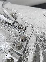 Balenciaga Le City Small Bag In Silver Arena Lambskin Shiny Silver Hardware Black 29.9*19.1*9.9cm - 6