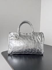 Balenciaga Le City Small Bag In Silver Arena Lambskin Shiny Silver Hardware Black 29.9*19.1*9.9cm - 5