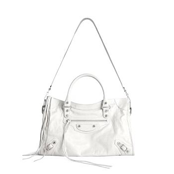 Balenciaga Le City Medium Bag in Optic White 37*23.4*14.9cm