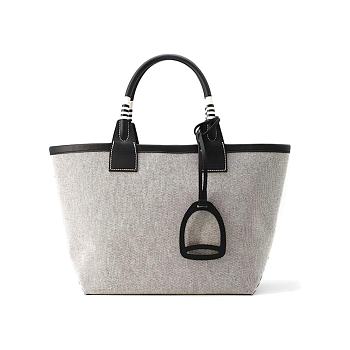 Hermes Tote Bag Steeple 25 Brown Black Leather 25*23*15cm