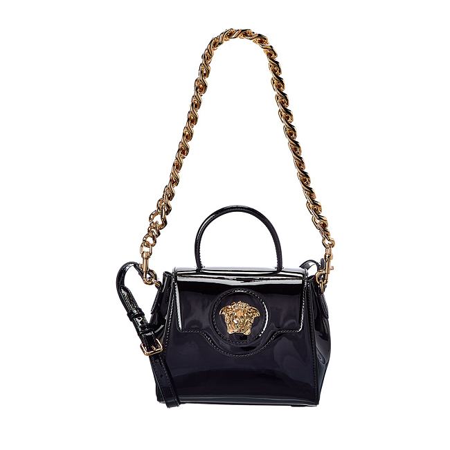 Versace La Medusa Patent-leather Tote Bag In Black 20*10*7cm - 1