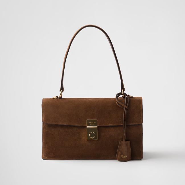 Prada Medium suede shoulder bag - Cocoa Brown 28*17*11cm - 1