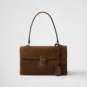 Prada Medium suede shoulder bag - Cocoa Brown 28*17*11cm - 1