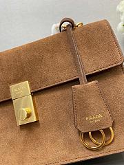 Prada Medium suede shoulder bag - Cocoa Brown 28*17*11cm - 5