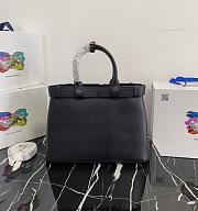 Prada Women's Buckle Medium Leather Bag (Black) 35x25x14cm - 4