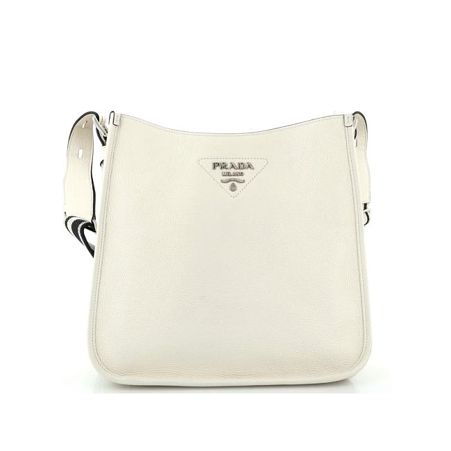 Prada Logo Strap Hobo Leather Medium 30cm - 1