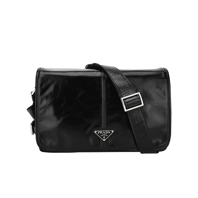 Prada Leather Crossbody Bag in Black for Men 30x20x11cm - 1
