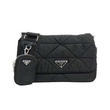 Prada Re-Nylon Shoulder Bag Black Leather 24x24x8.5cm