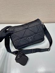 Prada Re-Nylon Shoulder Bag Black Leather 24x24x8.5cm - 3