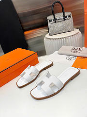 Hermes Oran Sandal Blanc Box Calfskin Leather H021056Z - 4