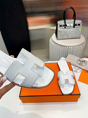 Hermes Oran Sandal Blanc Box Calfskin Leather H021056Z - 5