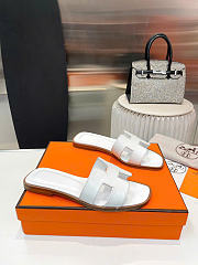 Hermes Oran Sandal Blanc Box Calfskin Leather H021056Z - 2