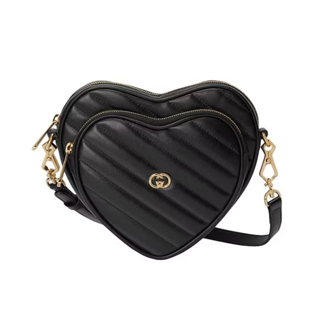 Gucci Interlocking G Mini Heart Shoulder Bag Black 20x17.5x6.5cm - 1