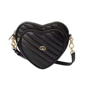Gucci Interlocking G Mini Heart Shoulder Bag Black 20x17.5x6.5cm