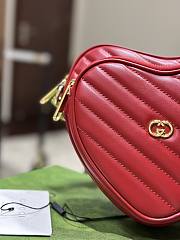 Gucci Interlocking G Mini Heart Shoulder Bag Red 20x17.5x6.5cm - 6