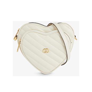 Gucci Interlocking G Mini Heart Shoulder Bag White 20x17.5x6.5cm