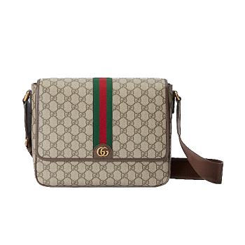 Gucci Men Ophidia Medium Messenger Bag Beige Ebony 28x22x8cm