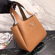 Prada Logo Plaque Tote Bag - Brown 25x21.5x14cm - 4